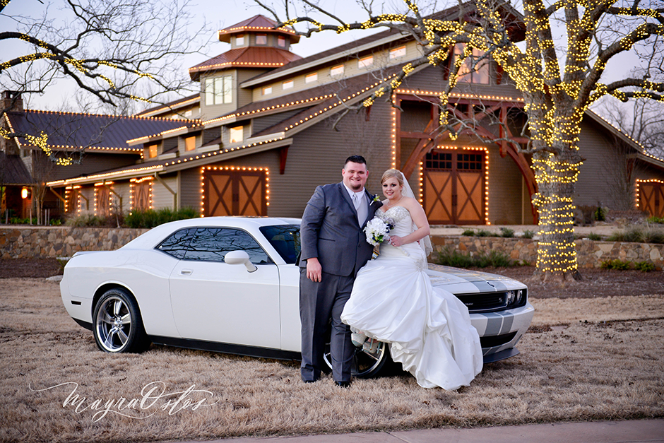 Bride and Groom on Dodge Challenger