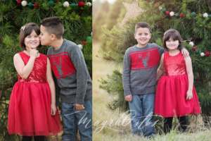 Brother and Sister at Holiday Acres Tree Farm